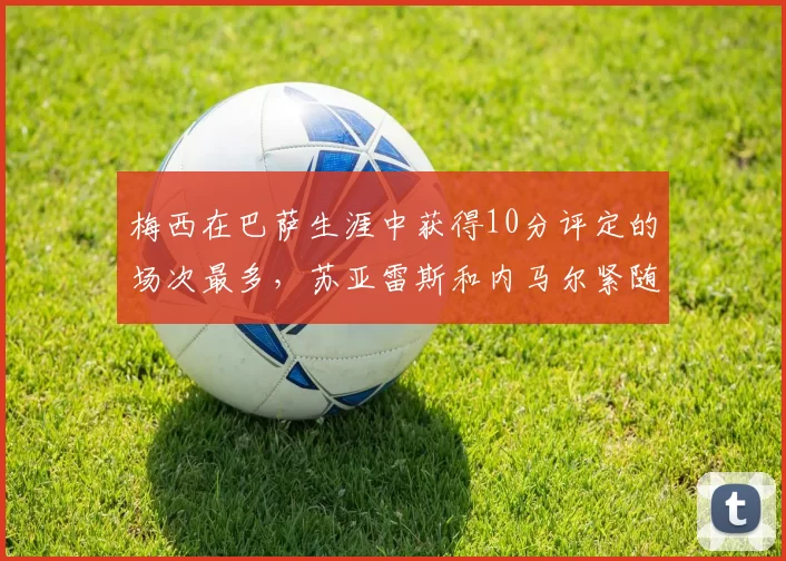 梅西在巴萨生涯中获得10分评定的场次最多，苏亚雷斯和内马尔紧随其后